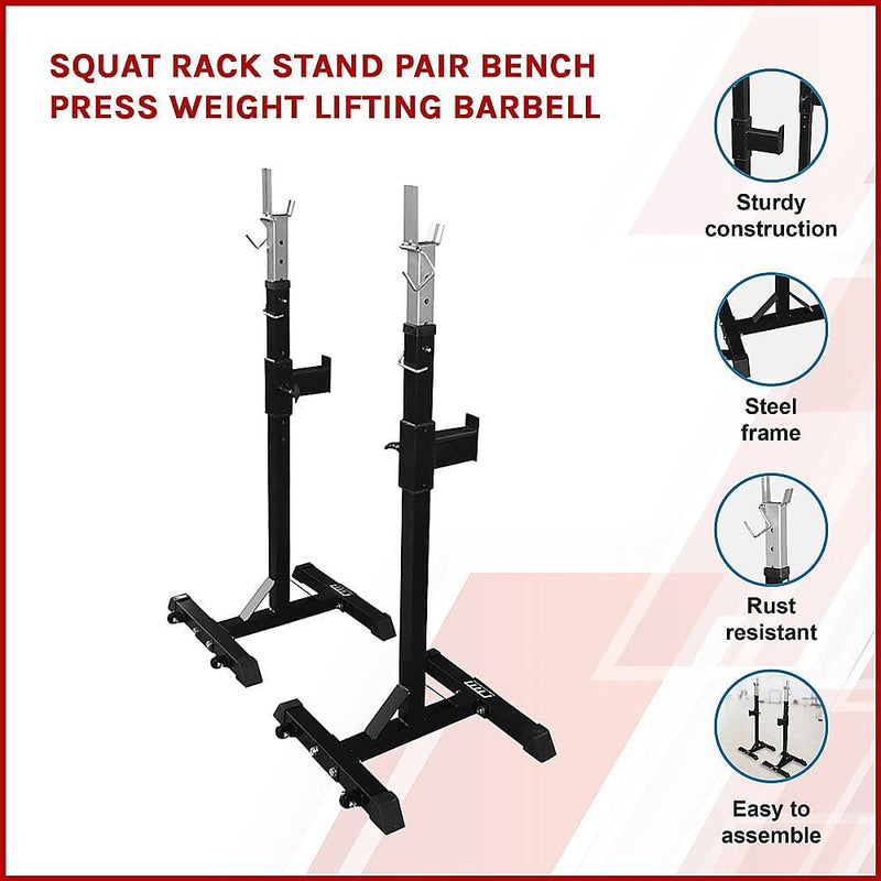Squat Rack Stand Pair Bench Press Weight Lifting Barbell (Online Only)