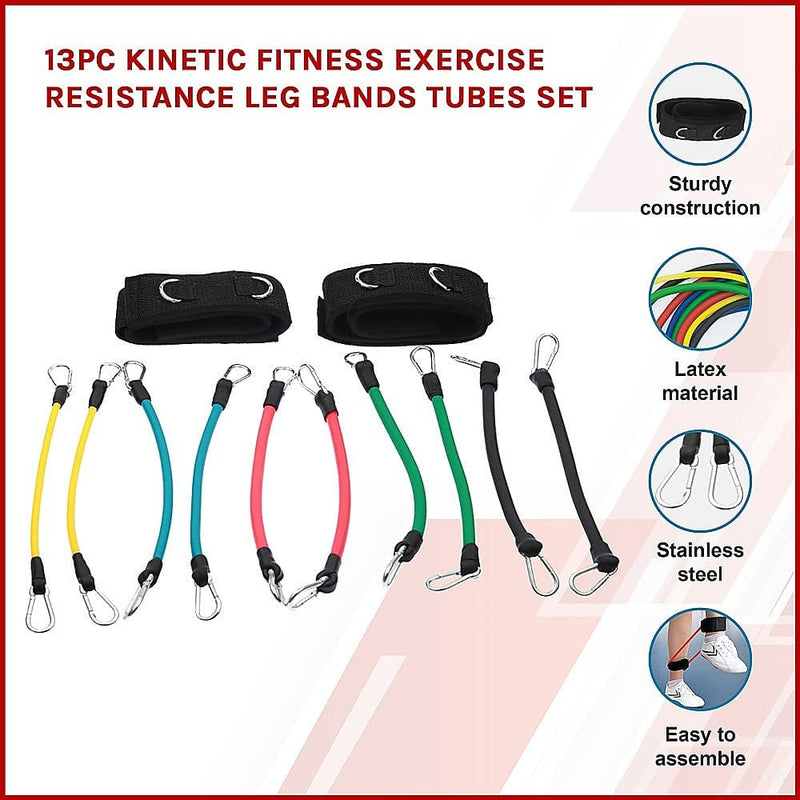 13PC Kinetic Fitness Exercise Resistance Leg Bands Tubes Set (Online Only)