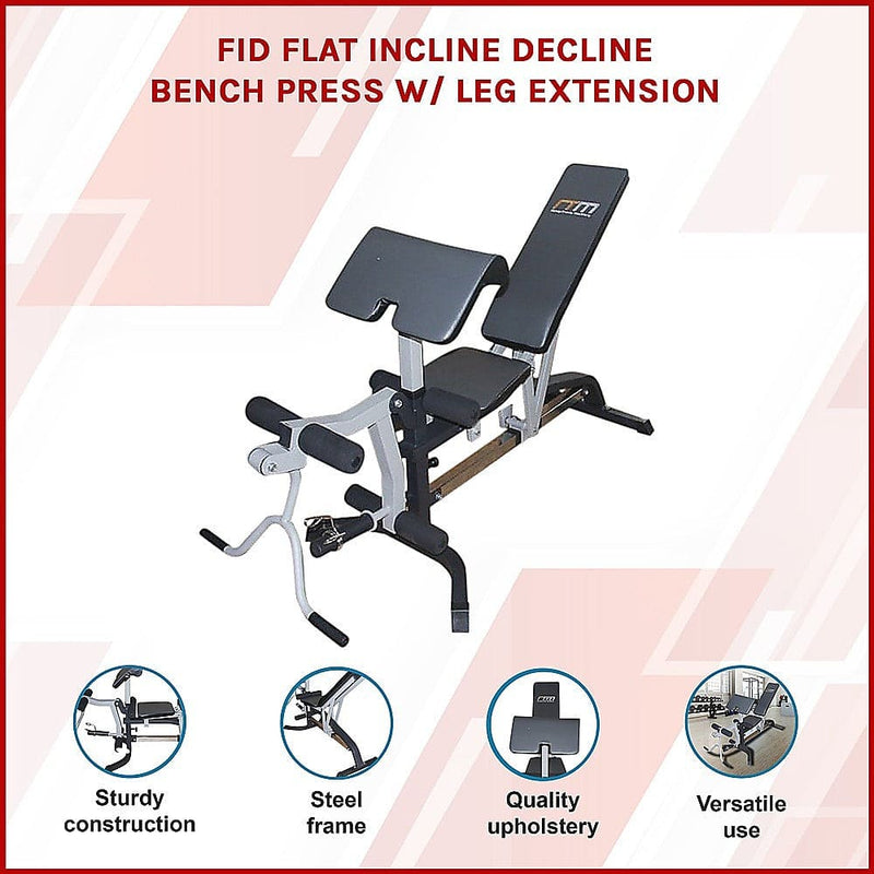 FID Flat Incline Decline Bench Press w/ Leg Extension [ONLINE ONLY]