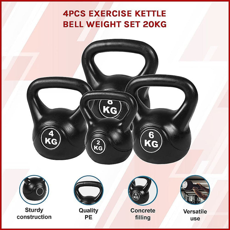 4pcs Exercise Kettle Bell Weight Set 20KG [ONLINE ONLY]