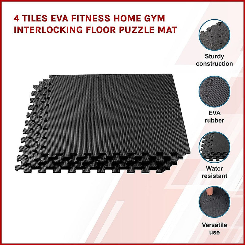 4 Tiles EVA Fitness Home Gym Interlocking Floor Puzzle Mat [ONLINE ONLY]