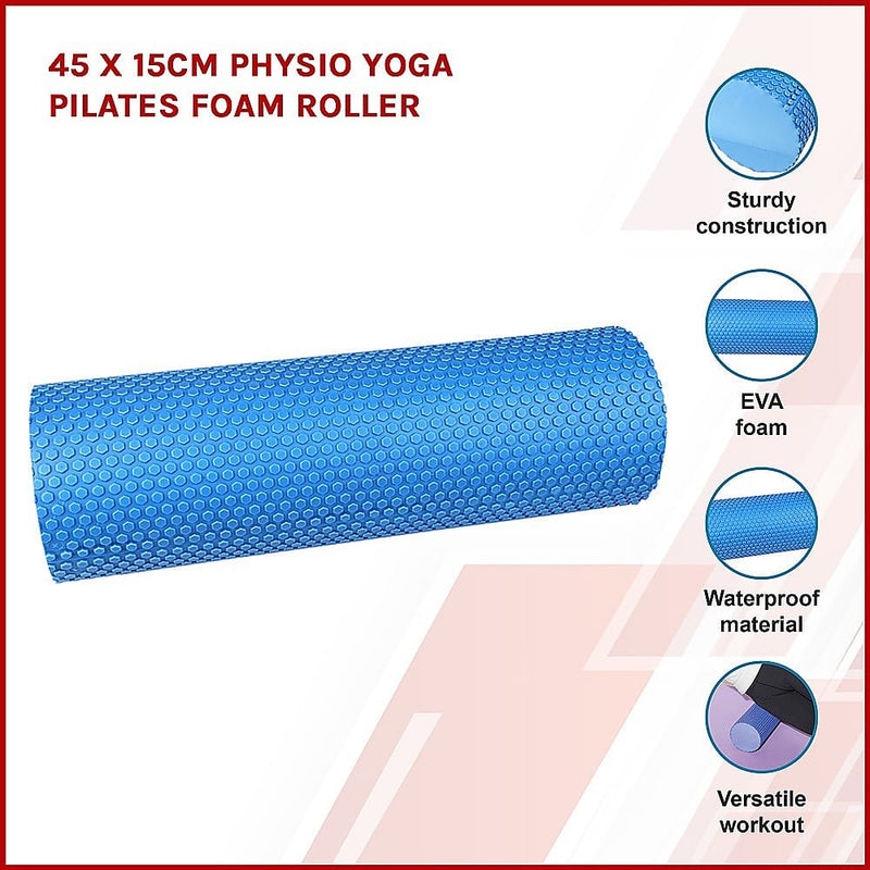 45 x 15cm Physio Yoga Pilates Foam Roller [ONLINE ONLY]