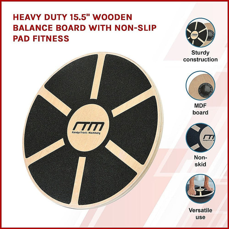 Heavy Duty 15.5" Wooden Balance Board with Non-Slip Pad [ONLINE ONLY]