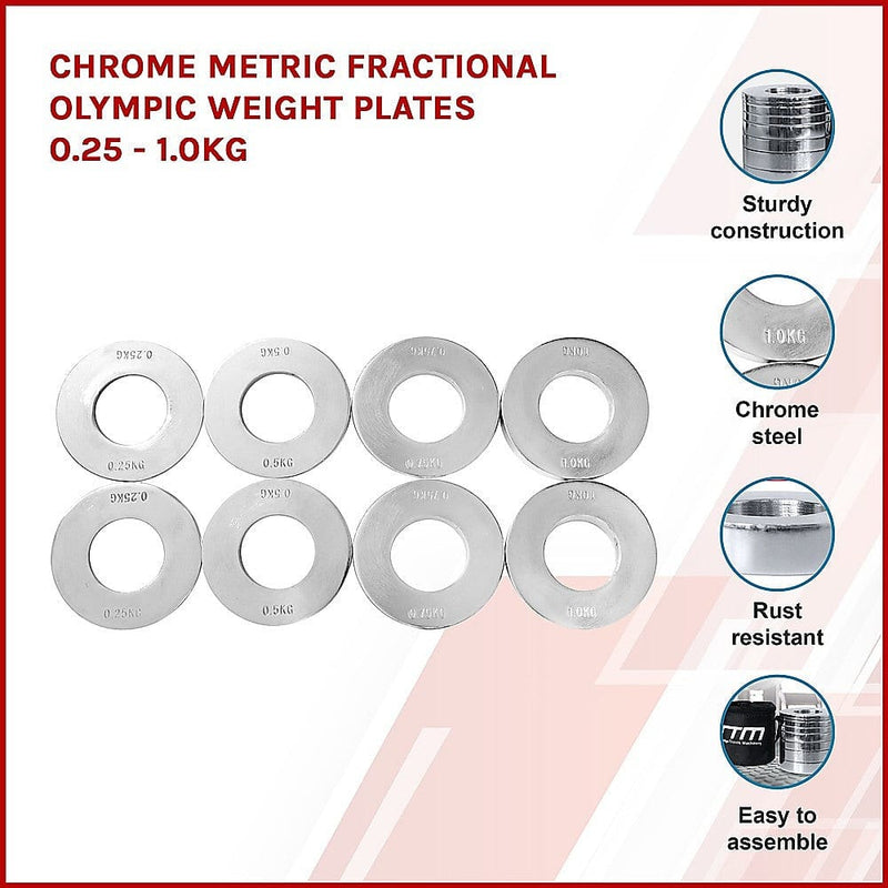 Chrome Metric Fractional Olympic Weight Plates 0.25 -1.0kg [ONLINE ONLY]