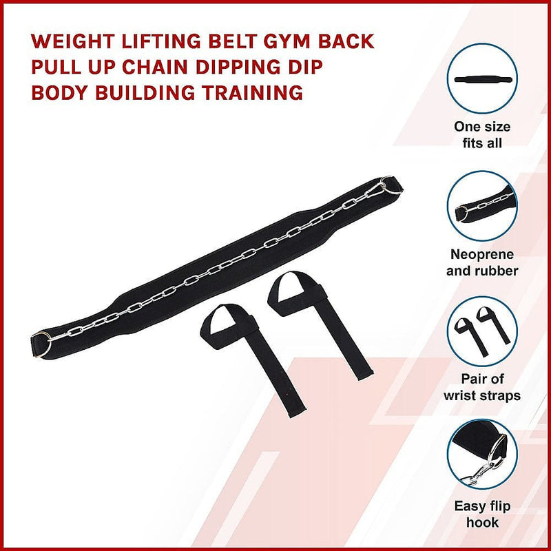 Weight Lifting Belt Gym Back Pull Up Chain Dipping Dip Body Building Training [ONLINE ONLY]