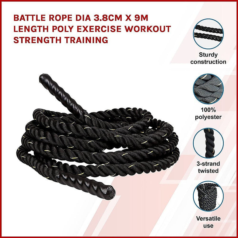 Battle Rope 3.8cm x 9M length Poly [ONLINE ONLY]