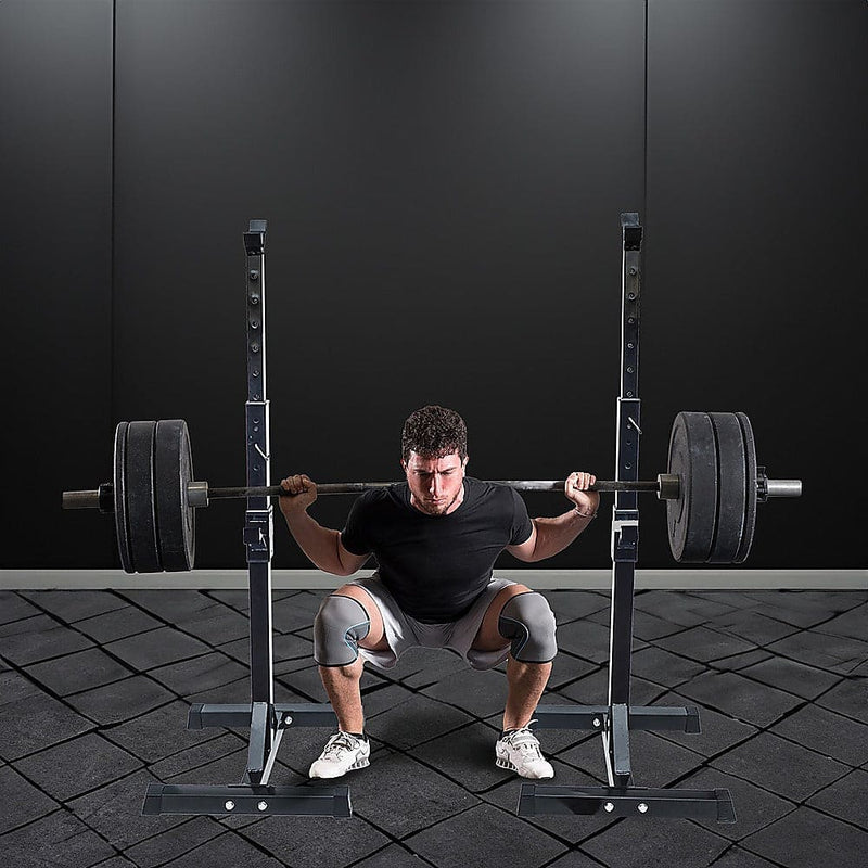Pair of Adjustable Squat Rack Sturdy Steel Barbell Bench Press Stands GYM/HOME (Online Only)