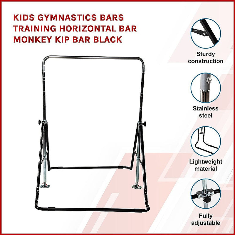 Kids Gymnastics Bars Training Horizontal Bar Monkey Kip Bar Black [ONLINE ONLY]