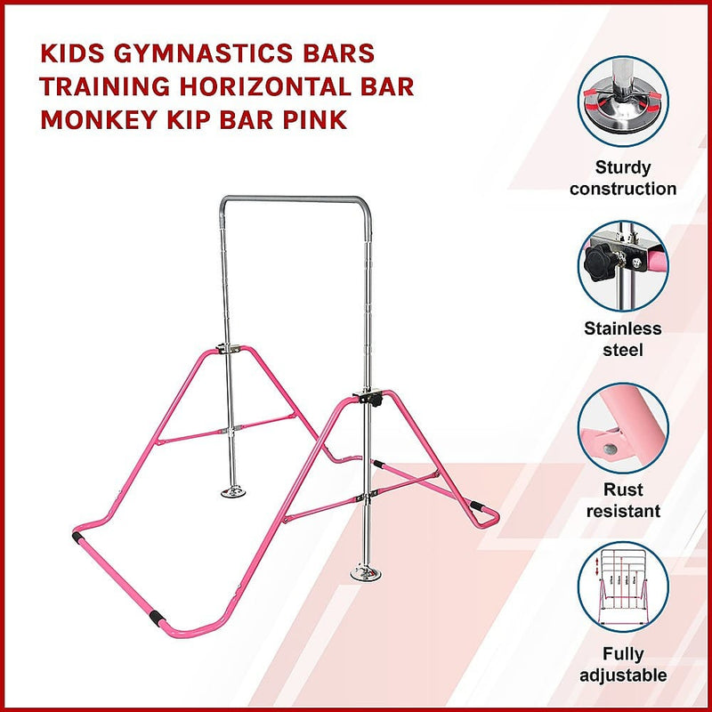 Kids Gymnastics Bars Training Horizontal Bar Monkey Kip Bar Pink [ONLINE ONLY]