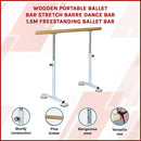 Wooden Portable Ballet Bar Stretch Barre Dance Bar 1.5M Freestanding Ballet Bar [ONLINE ONLY]