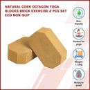 Natural Cork Octagon Yoga Blocks Brick Exercise 2 pcs Set Eco Non-Slip [ONLINE ONLY]