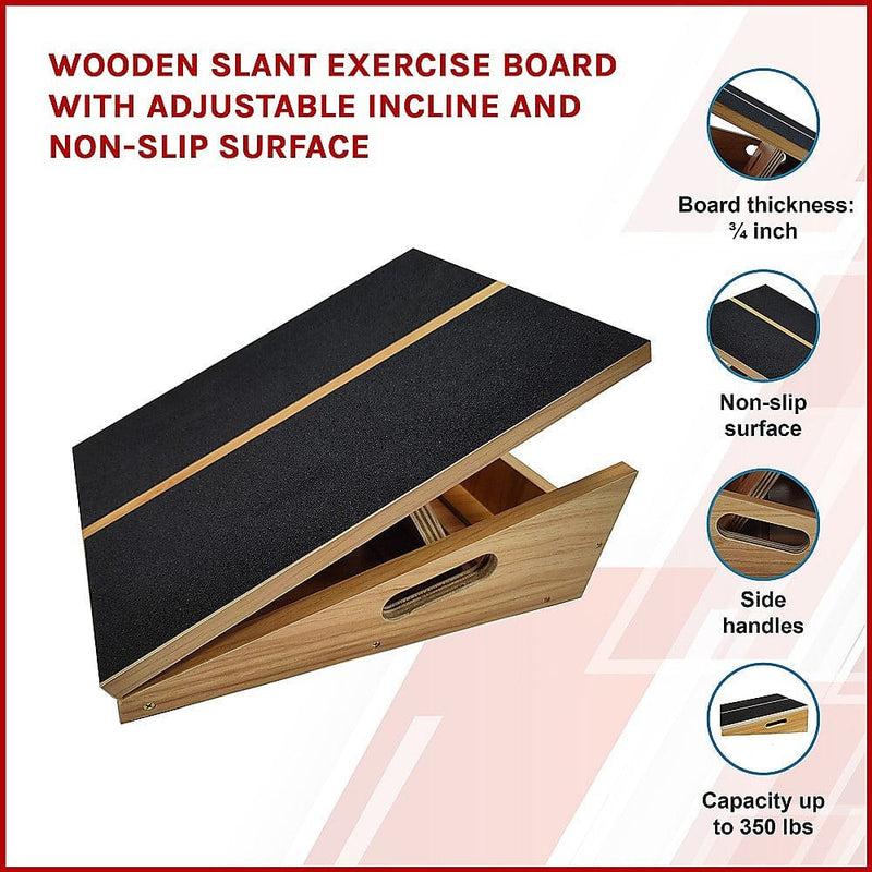 Wooden Slant Exercise Board With Adjustable Incline And Non-Slip Surface [ONLINE ONLY]