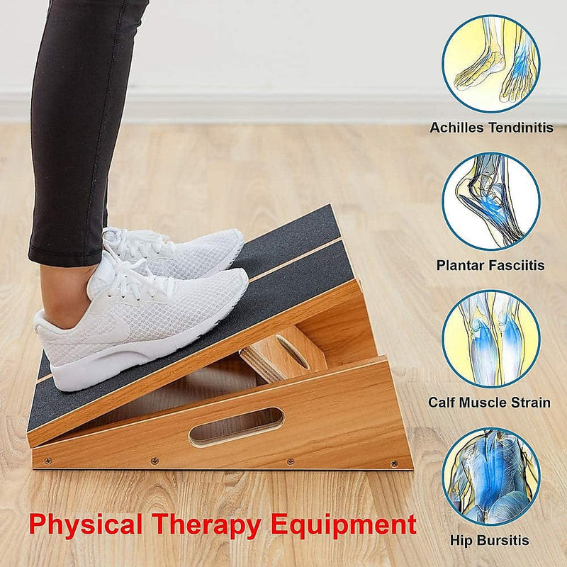 Wooden Slant Exercise Board With Adjustable Incline And Non-Slip Surface [ONLINE ONLY]