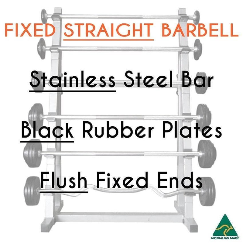 Fixed Stainless Barbell with Black Rubber